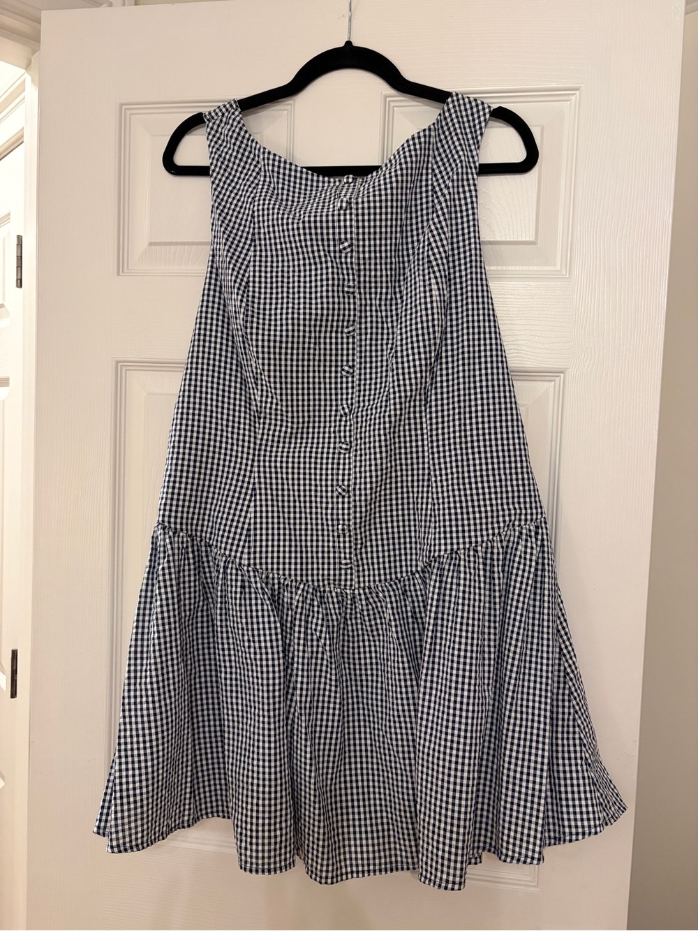 Wild Fable Navy Gingham Button-Front Sundress
